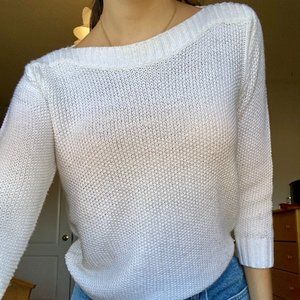 Ann Taylor White Knit Sweater (XS Petite)